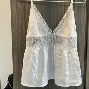 LA VIE EN ROSE WHITE LACE LINGERIE TANK TOP SIZE MEDIUM